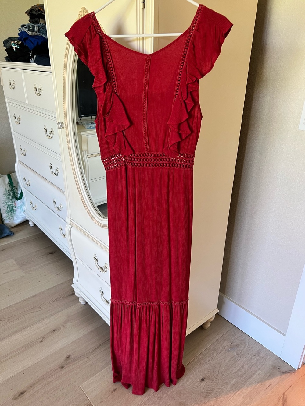Forever 21 Red Ruffle-Sleeve Maxi Dress